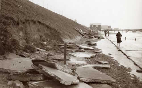 Storm Damage to Southwold Promenade in 1938