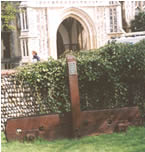 Replica of the stocks in which the Methodist preacher was placed in 1778