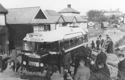 Bus caught by the high tide in Ferry Road - February 1938