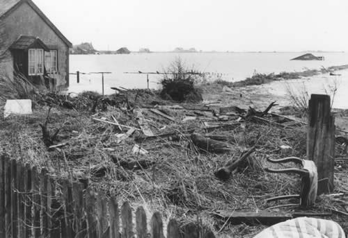 The marsh behind Ferry Road showing furniture and effects swept out of homes