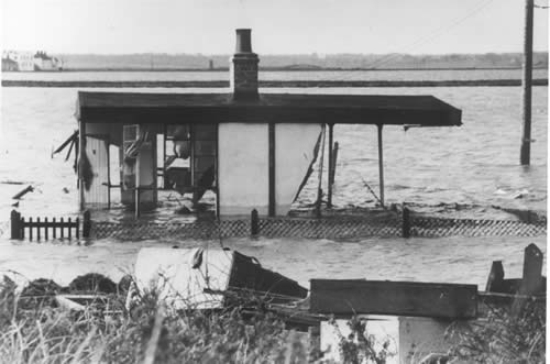 The remains of the 'Blue Posts' bungalow in Ferry Road where a mother and her small son lost their lives