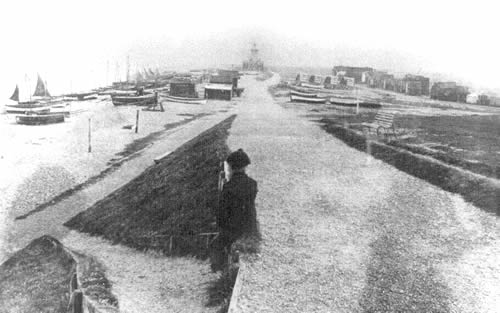 1889 view looking south from Gun Hill . The temporary light can just be seen straight ahead in the centre.