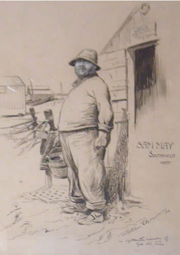 Drawing of Sam May by William Fletcher Thomas 1923