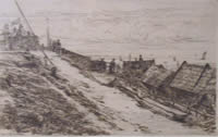 East Cliff, Southwold - etching by Arthur Evershed